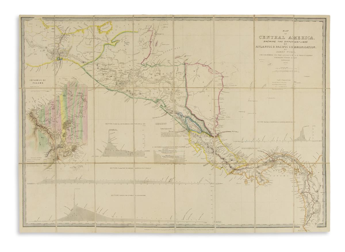 (CENTRAL AMERICA.) Wyld, James. Map of Central America Shewing the Different Lines of Atlantic & Pacific Communication.